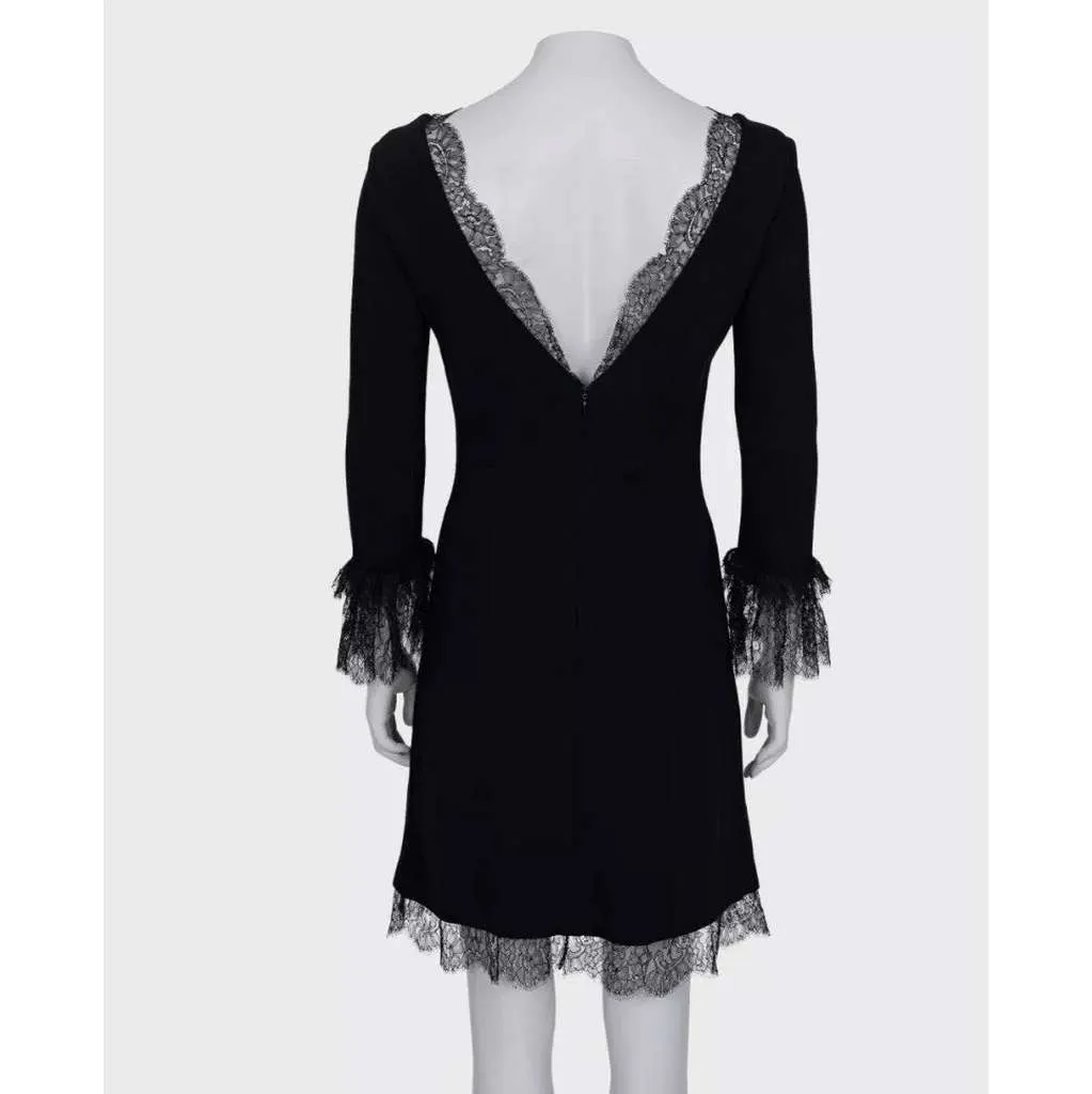 Dolce & Gabbana Lace Trim Fitted Dress Black Lace Very good - Inside View