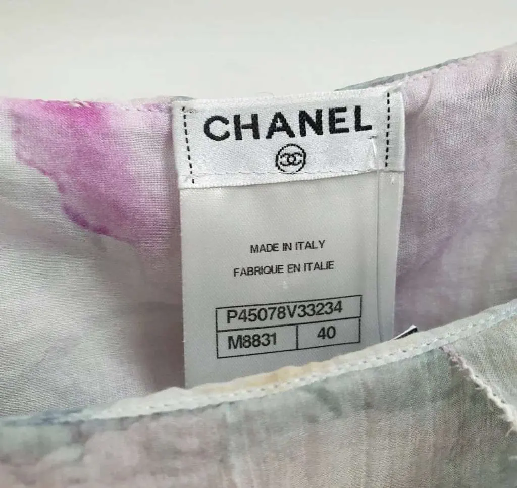 Chanel Floral Print Ruffle Blouse MultiColor Silk Very good - Inside View