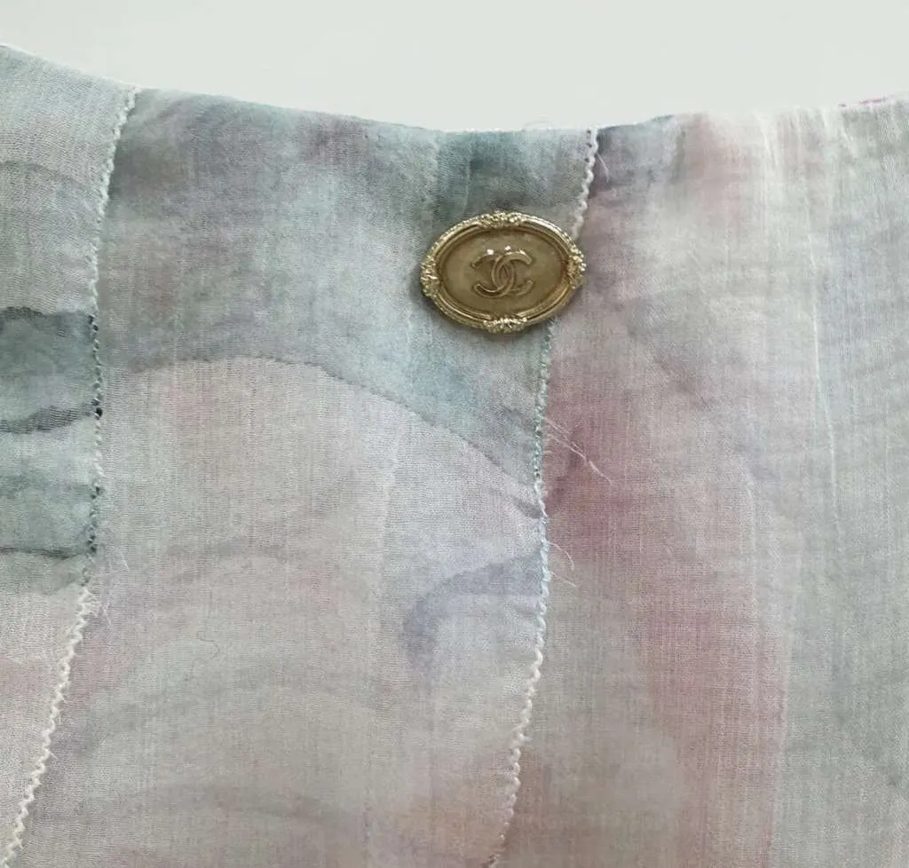Chanel Floral Print Ruffle Blouse MultiColor Silk Very good - Model View