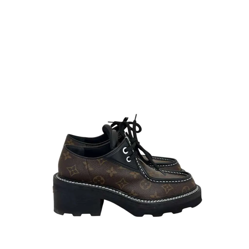 Louis Vuitton Monogram Beaubourg Platform Derby Black Leather Very good - Back View