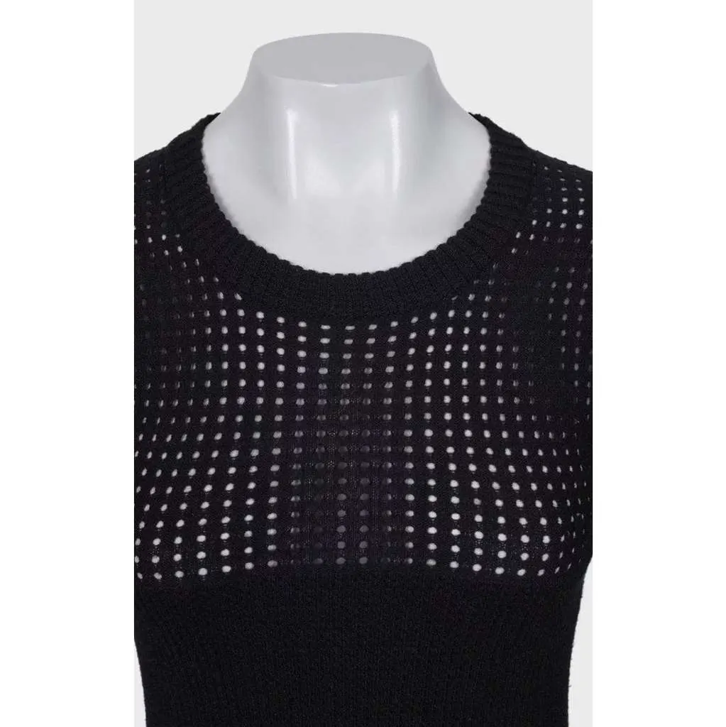 Alaïa Fitted Perforated Zipper Dress Black Cotton Very good - Model View