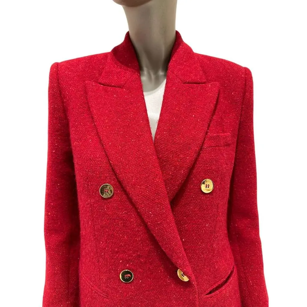 Saint Laurent Double Breasted Blazer Red Tweed Very good - Inside View