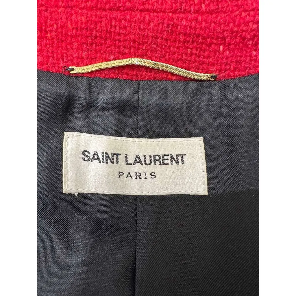 Saint Laurent Double Breasted Blazer Red Tweed Very good - Box View