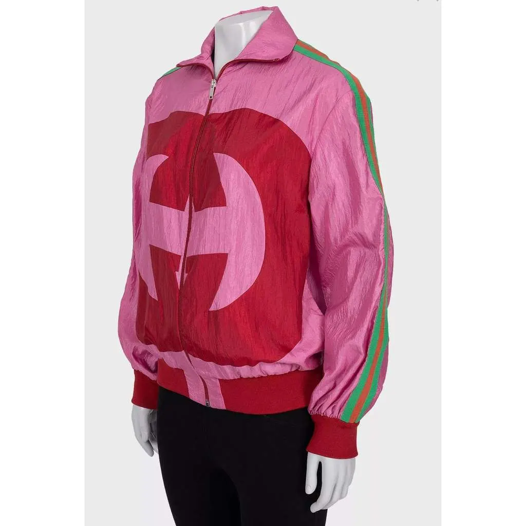 Gucci Logo Windbreaker Jacket Size 2018 Pink Cotton Very good - Back View