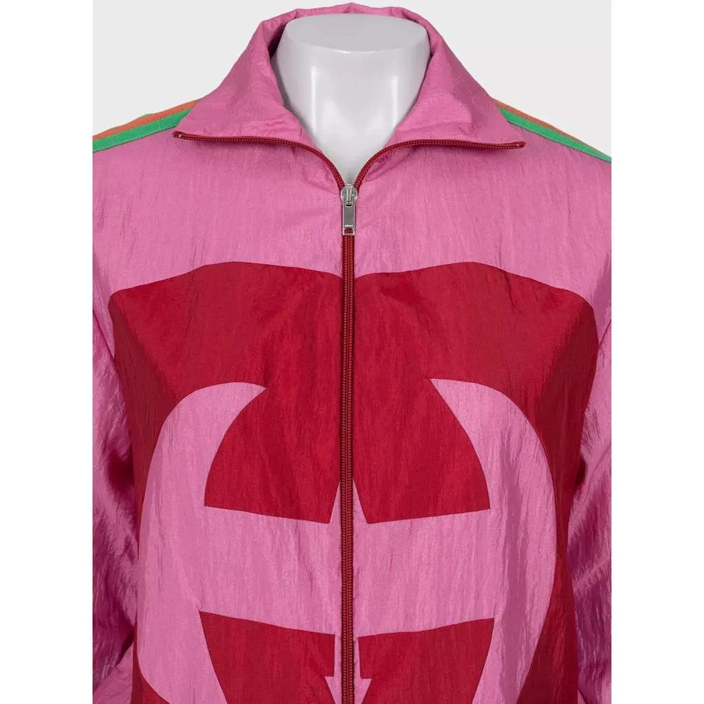 Gucci Logo Windbreaker Jacket Size 2018 Pink Cotton Very good - Model View