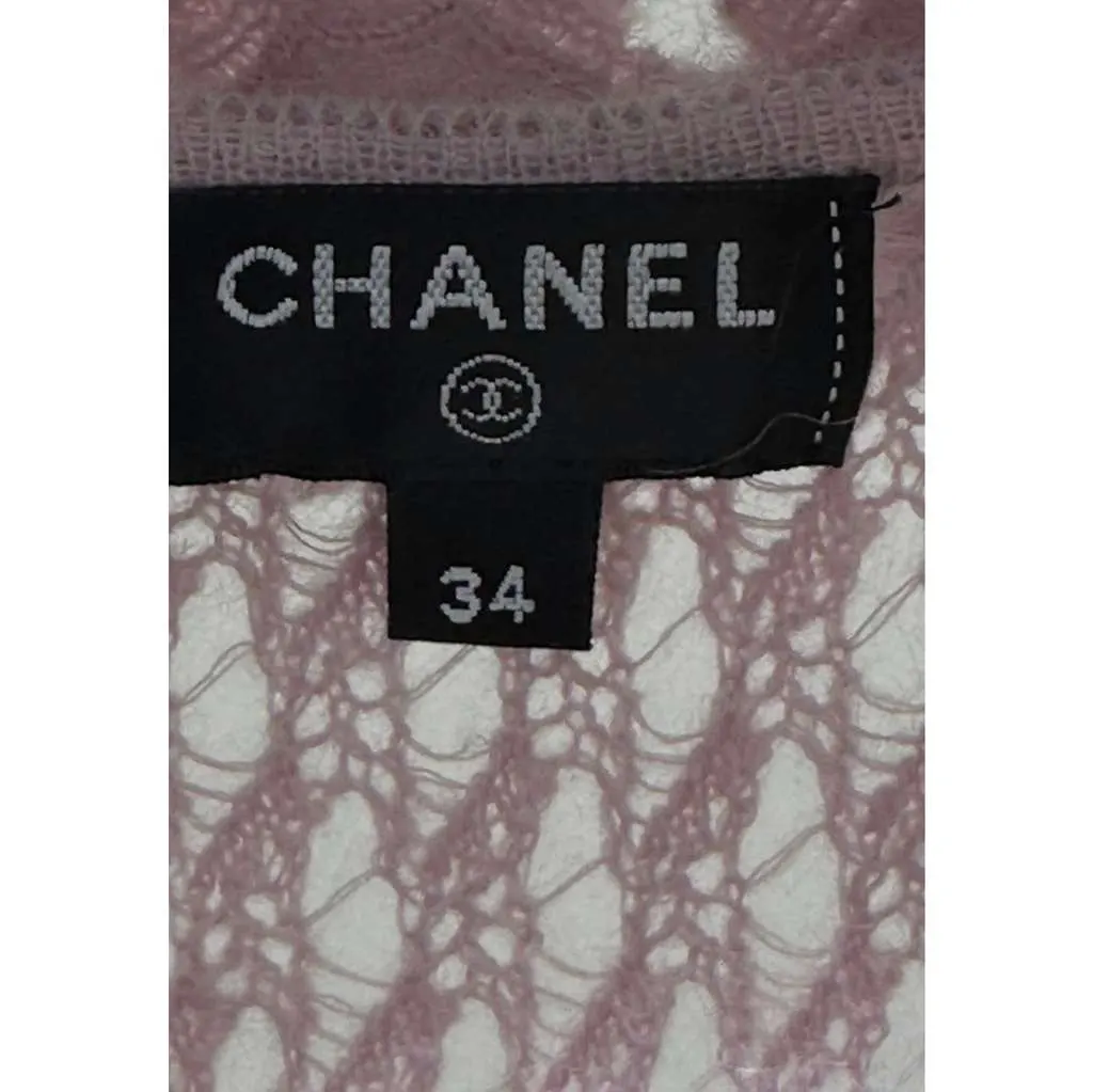 Chanel 17A Flower Trim Embroidery Knit Pink Cotton Very good - Model View