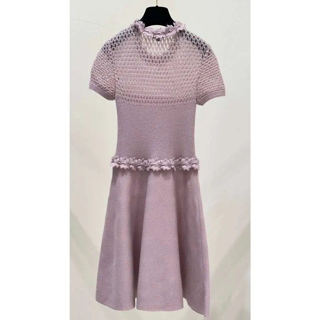 Chanel 17A Flower Trim Embroidery Knit Pink Cotton Very good - Box View