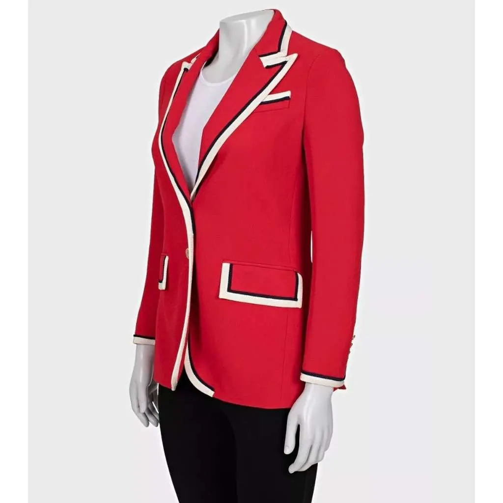 Gucci Fitted Jacket Contrast Trim Red Very good - Back View