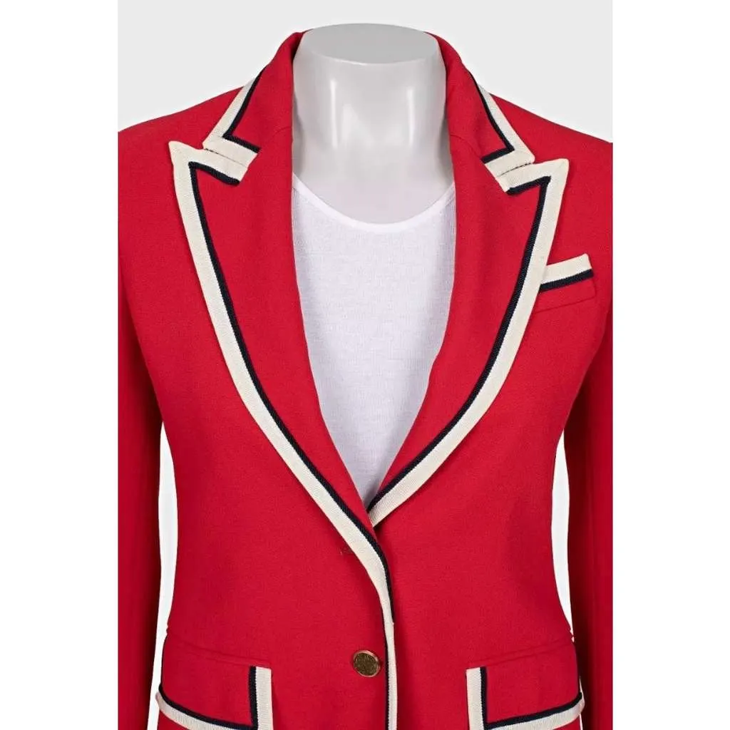 Gucci Fitted Jacket Contrast Trim Red Very good - Model View