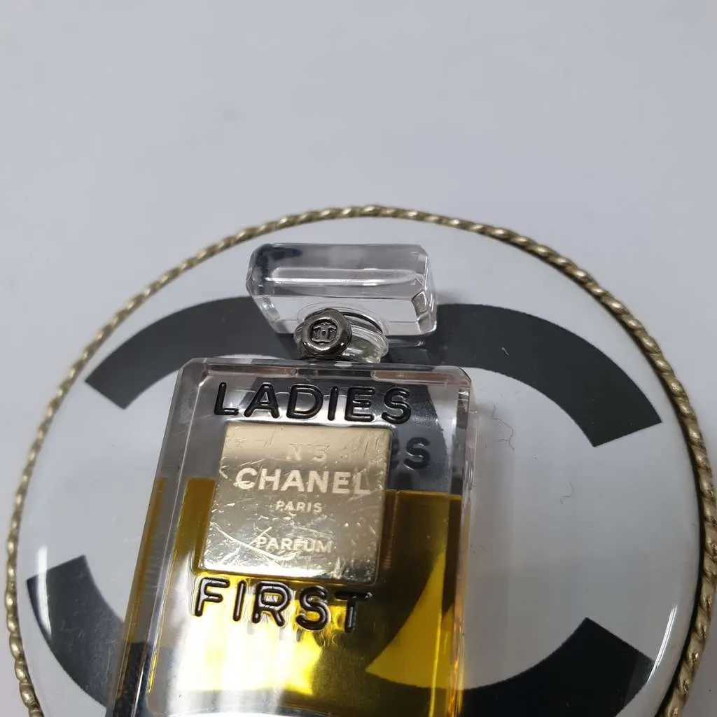 Chanel First Perfume Bottle Clear Brooch Black Very good - Back View