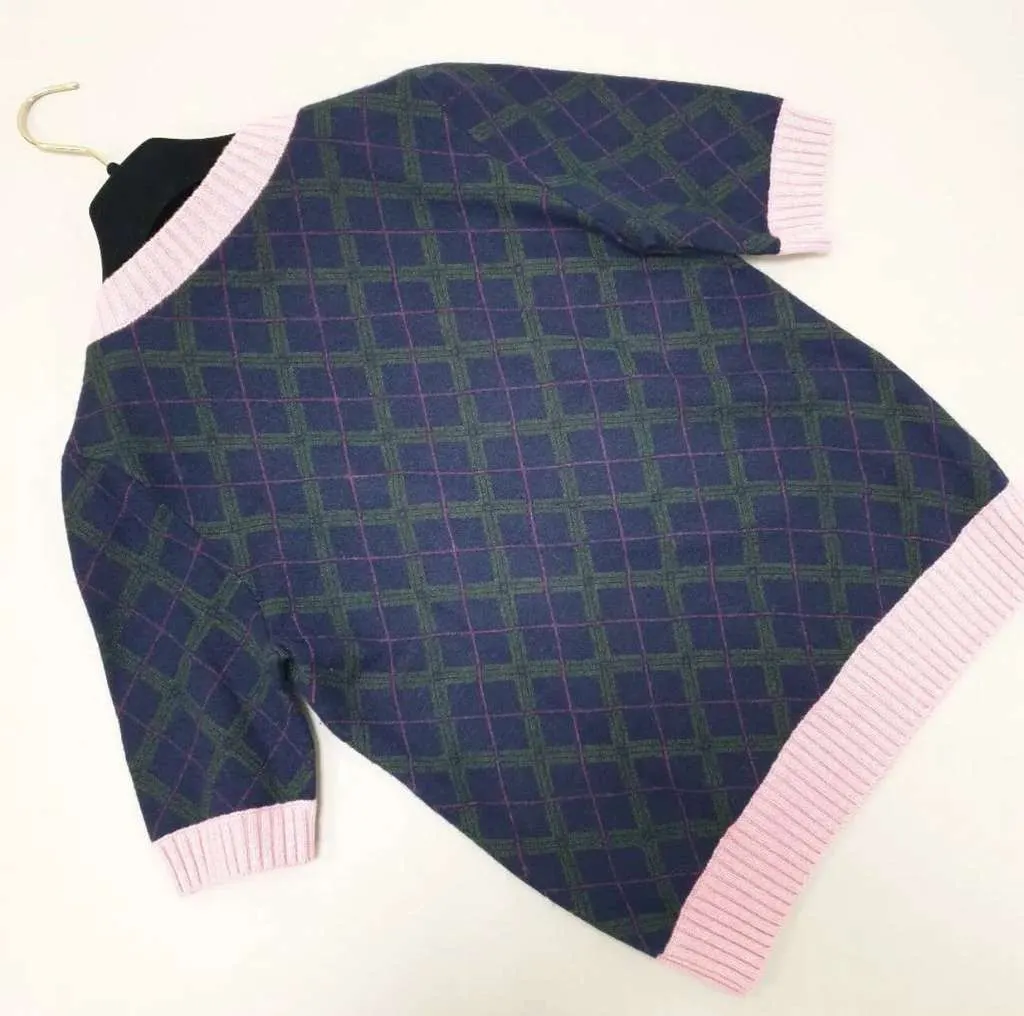Chanel Top Shoulder Buttons Blue Cotton Very good - Back View