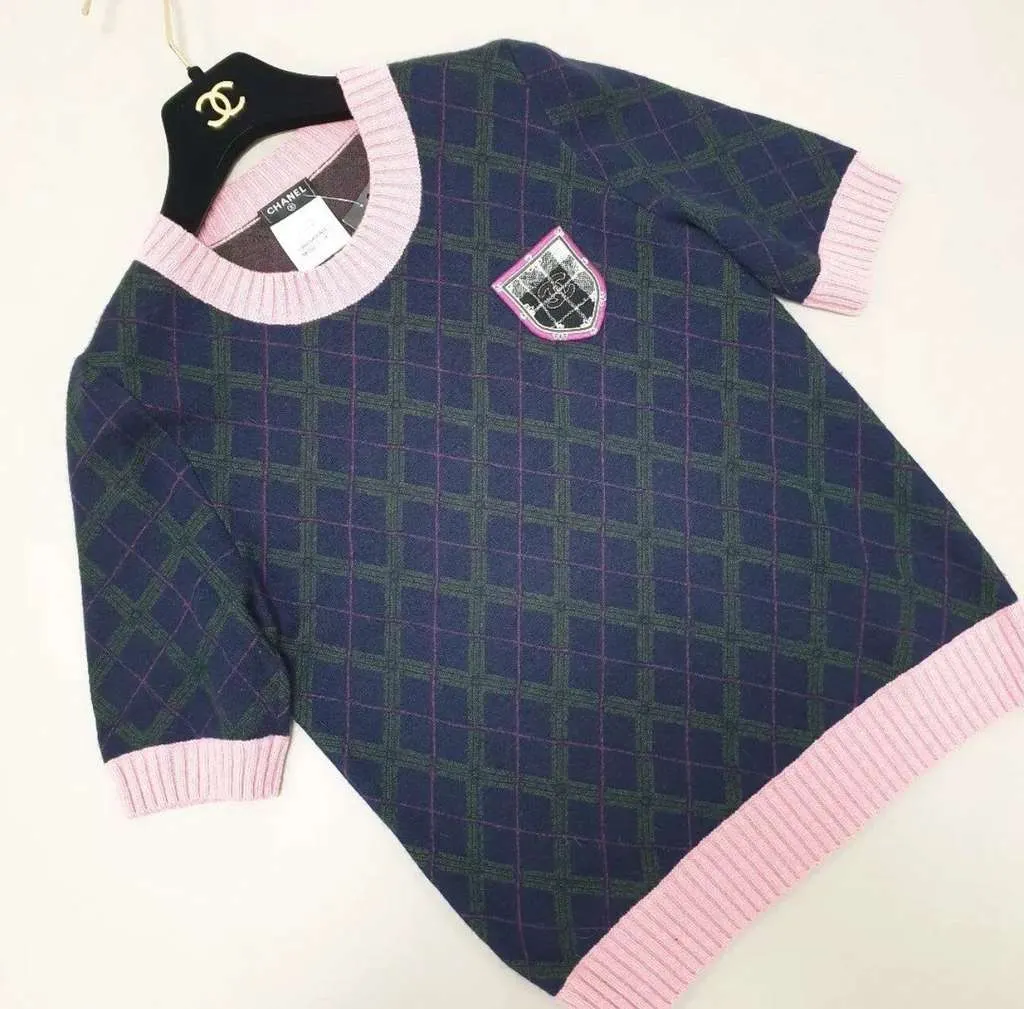 Chanel Top Shoulder Buttons Blue Cotton Very good - Inside View