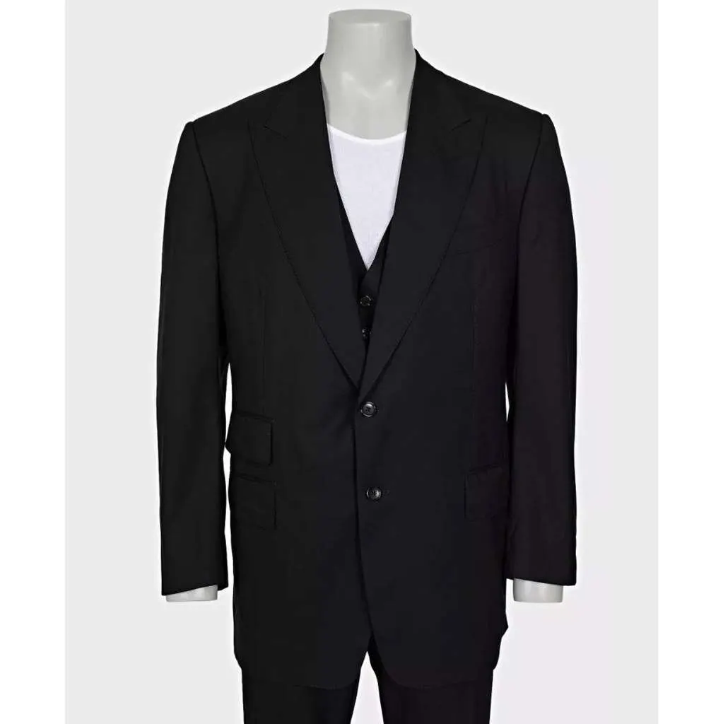 Tom Ford ’ Three Piece Suit Black Wool Very good - Model View