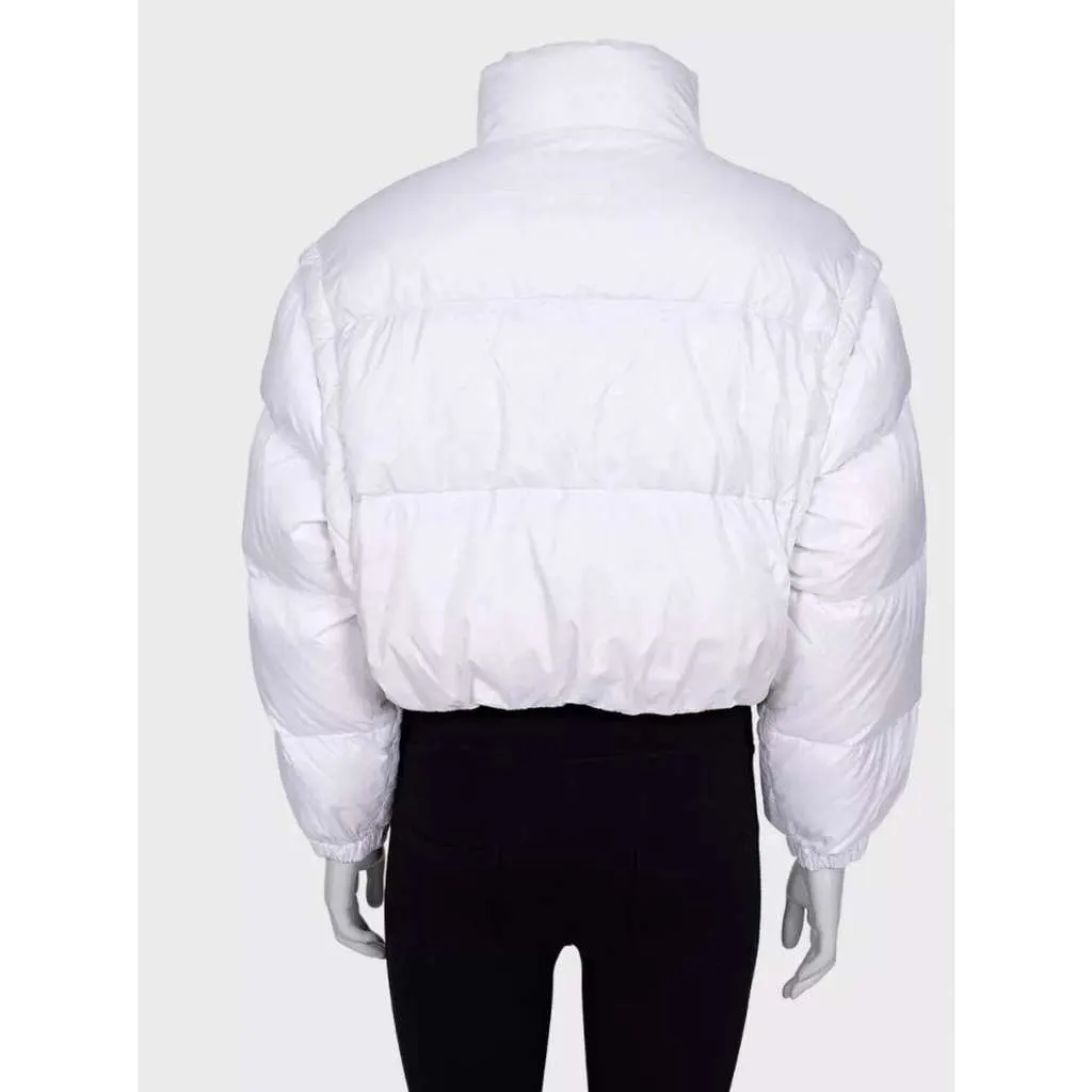 Prada Cropped Logo Down Jacket White Cotton Very good - Inside View