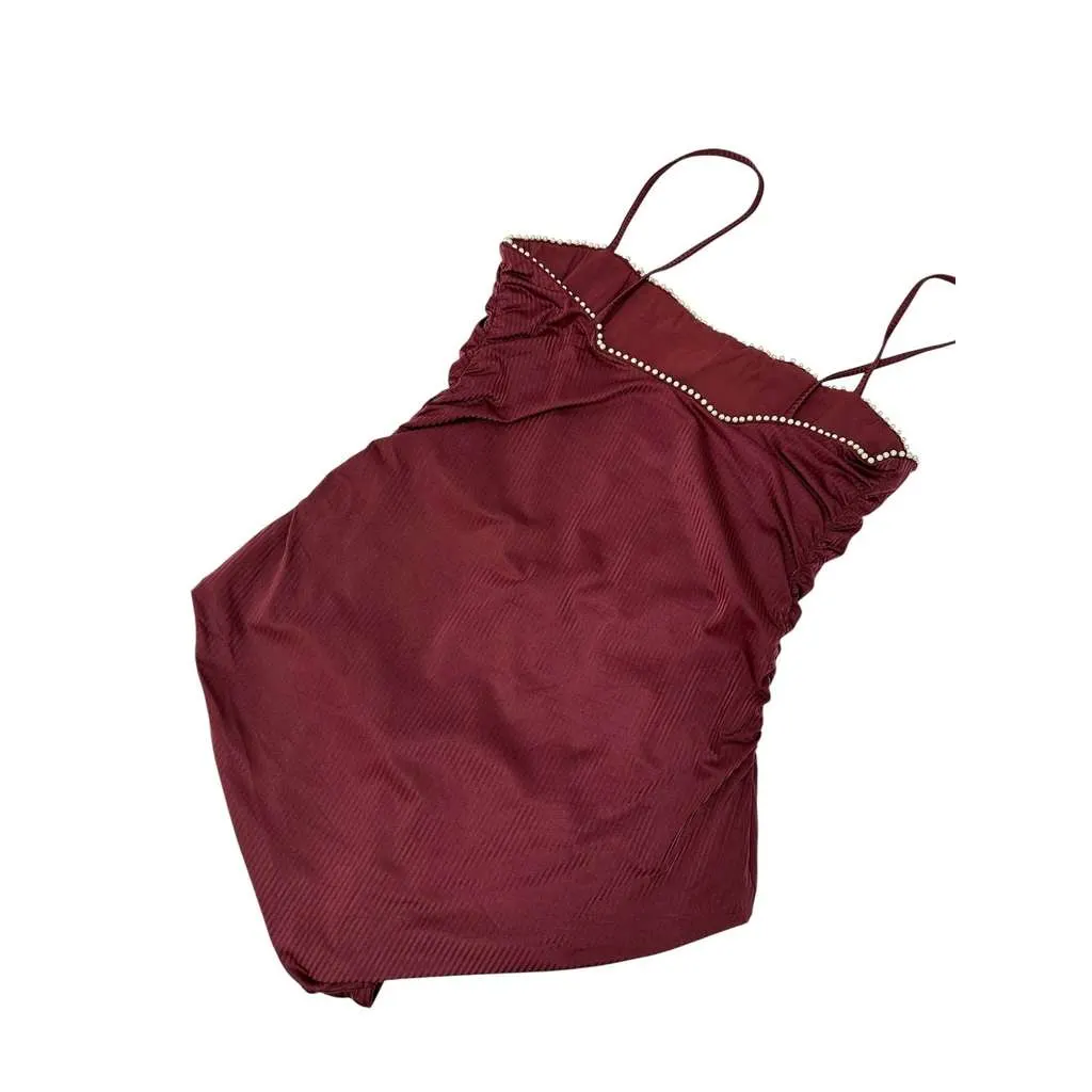 Chanel Swimsuit Burgundy Cotton Very good - Box View