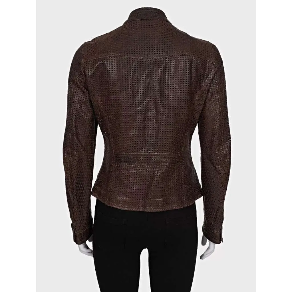 Dolce & Gabbana Perforated Jacket Brown Leather Good - Inside View