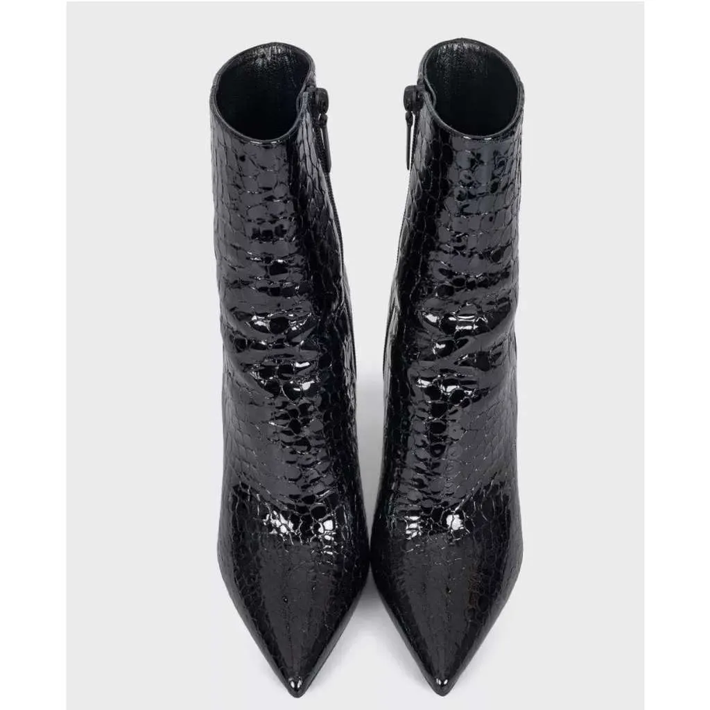 Saint Laurent Opyum Ankle Boots Black Leather Good - Back View