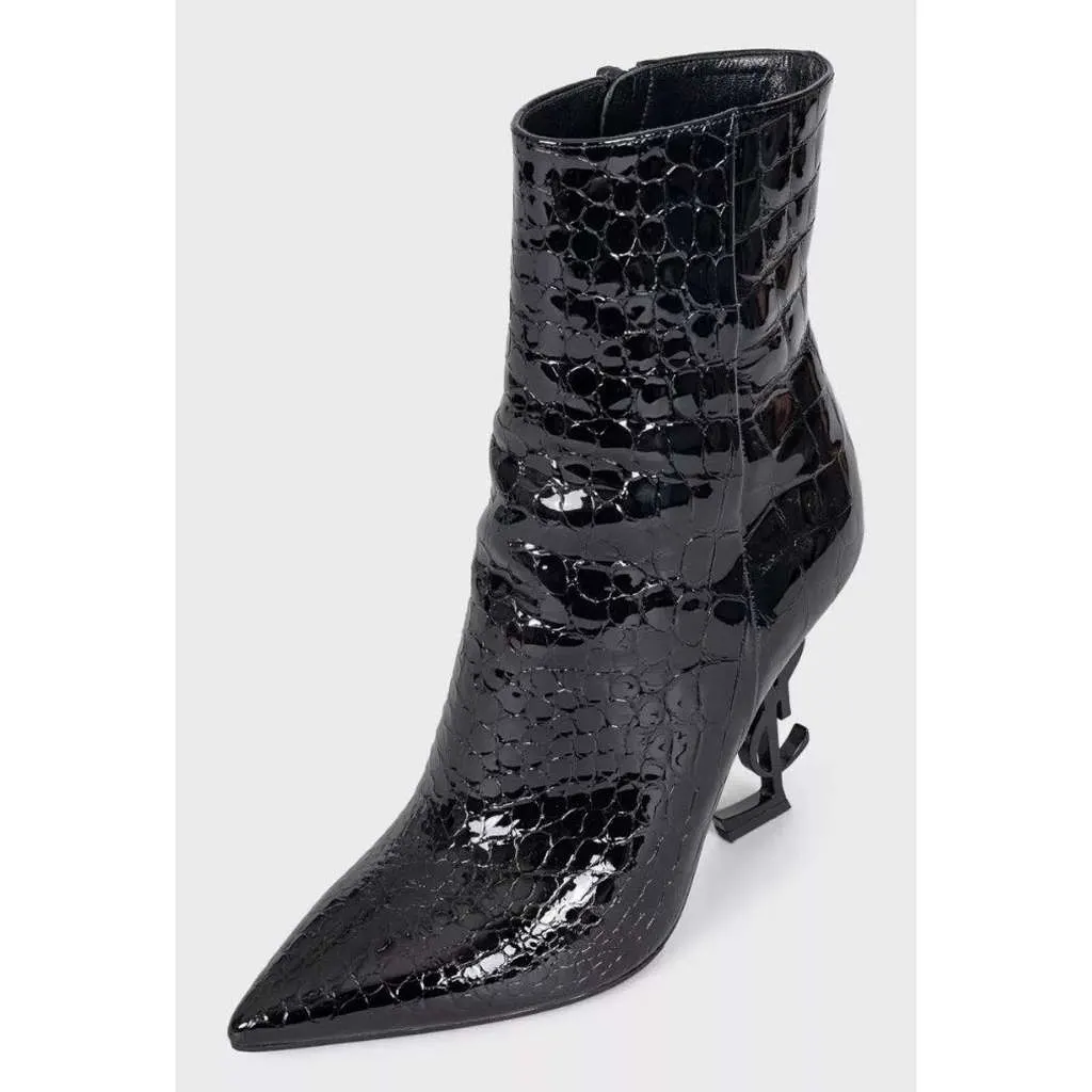 Saint Laurent Opyum Ankle Boots Black Leather Good - Inside View