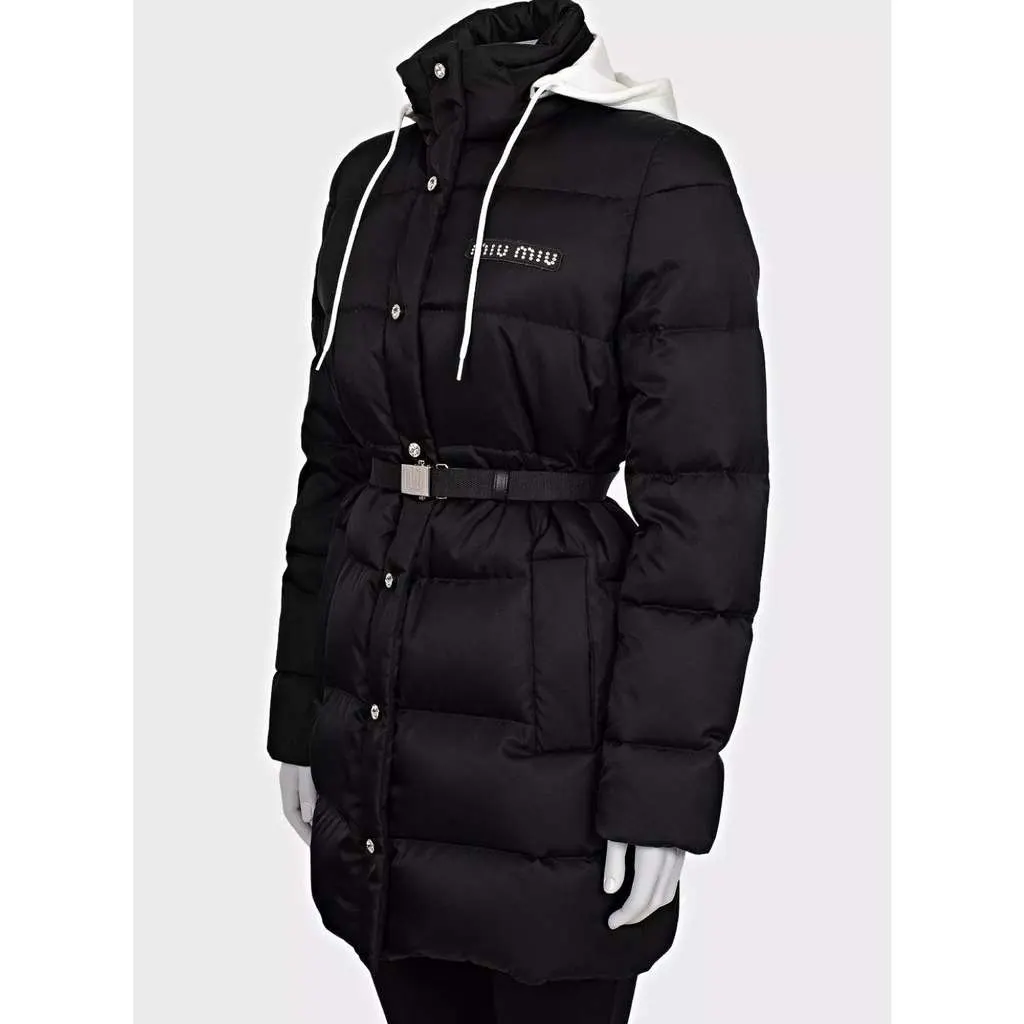 Miu Miu Gabardine Oversized Puffer Jacket Black Good - Back View