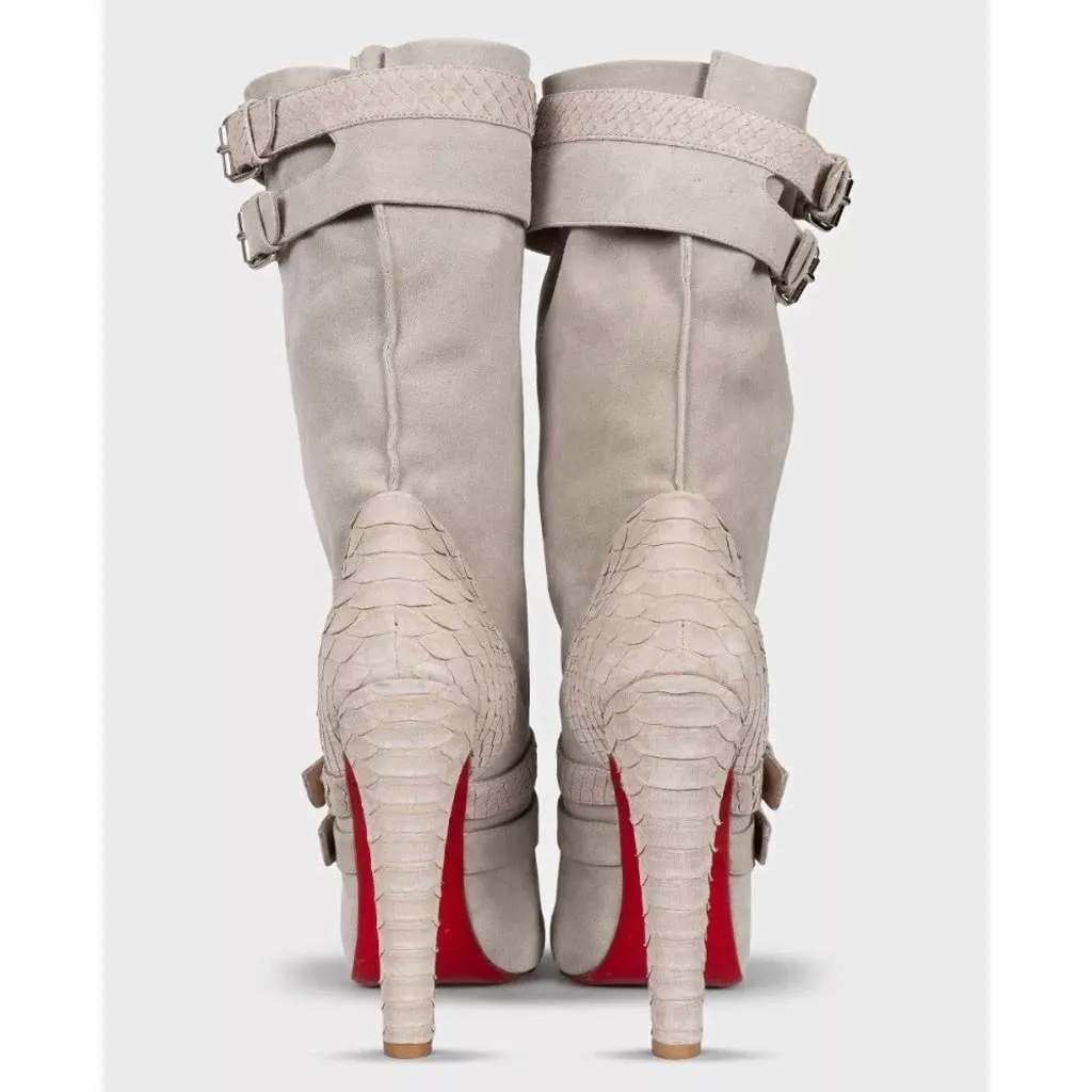 Christian Louboutin Boots Grey Leather Very good - Model View