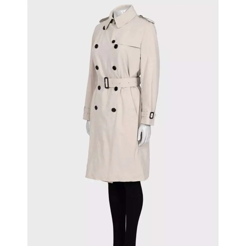 Burberry Double Breasted Trench Coat White Cotton Very good - Back View
