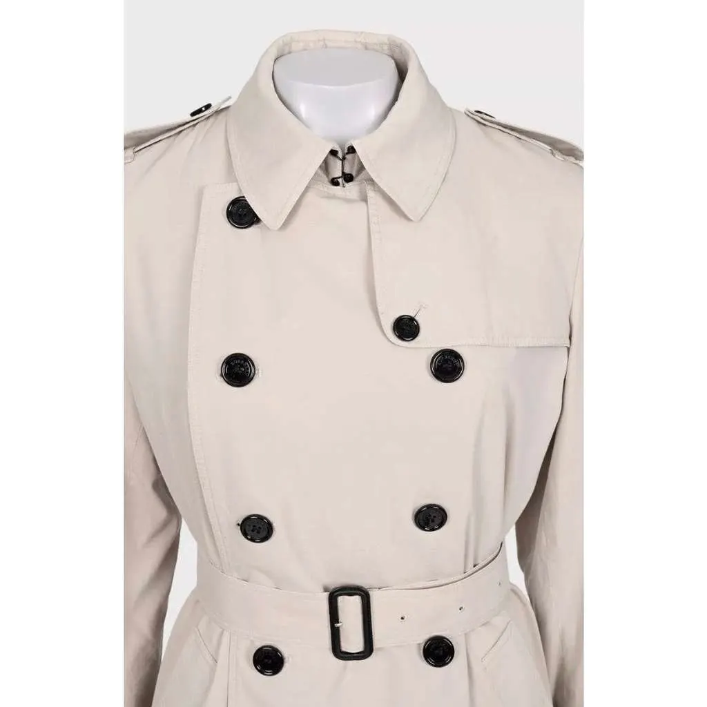 Burberry Double Breasted Trench Coat White Cotton Very good - Model View