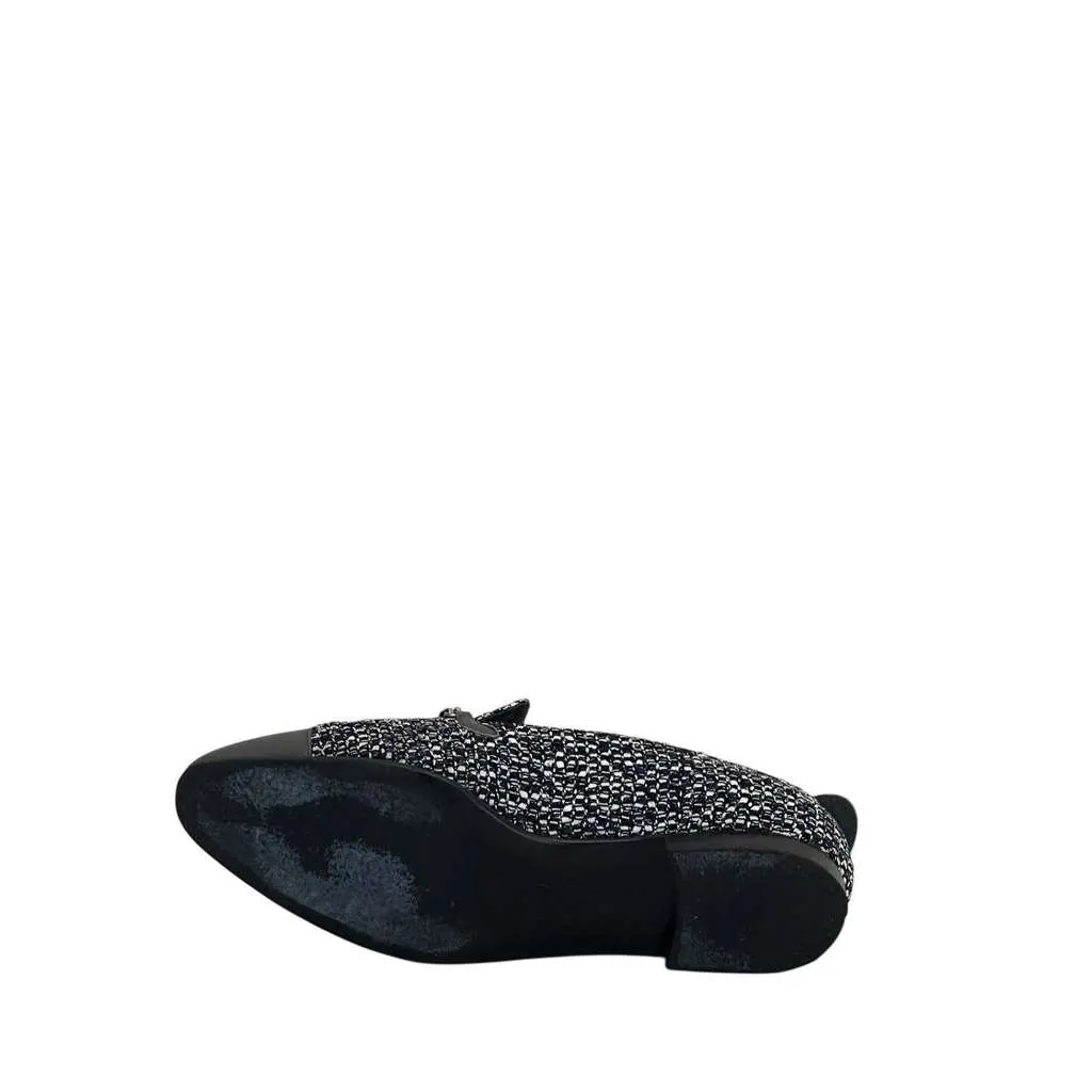 Chanel Chain Cap Toe Loafers Black Tweed Very good - Box View