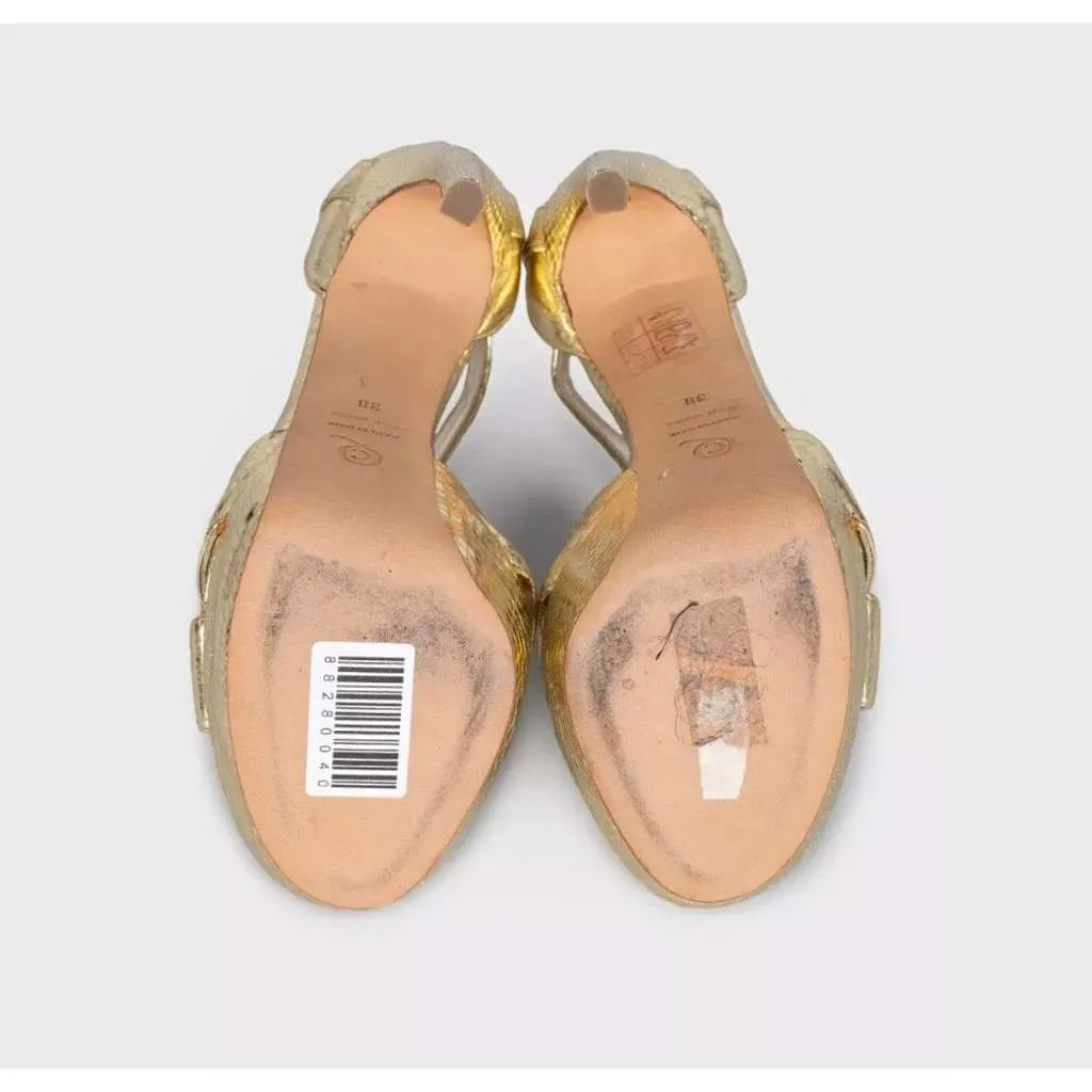 Alexander McQueen Stiletto Sandals Gold Leather Very good - Box View