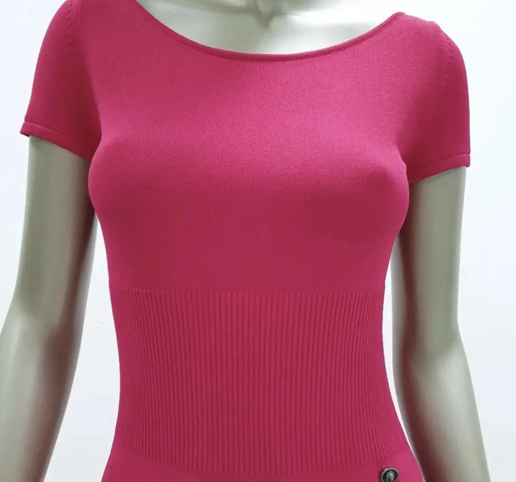 Chanel 2010 Knit Midi Sweater Dress Pink Cotton Very good - Inside View