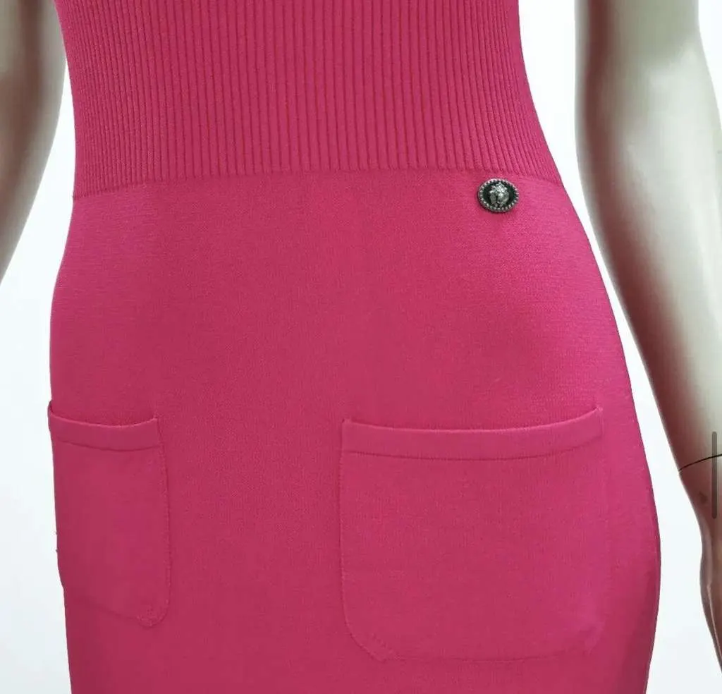 Chanel 2010 Knit Midi Sweater Dress Pink Cotton Very good - Box View