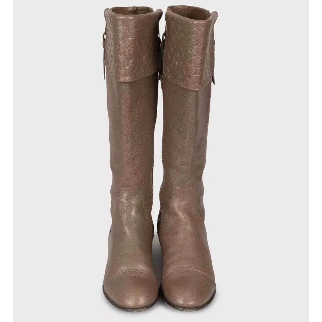 Louis Vuitton Knee Boots Zippers Brown Leather Very good - Back View
