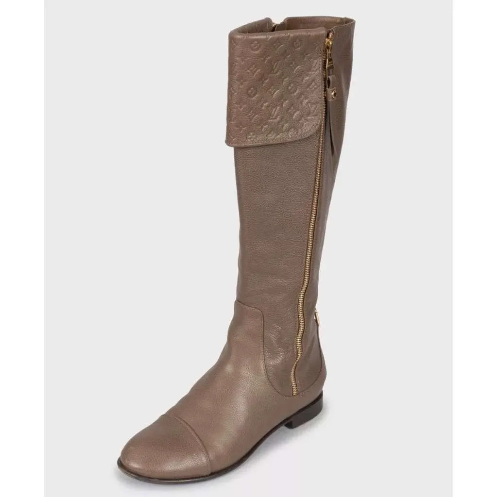 Louis Vuitton Knee Boots Zippers Brown Leather Very good - Inside View