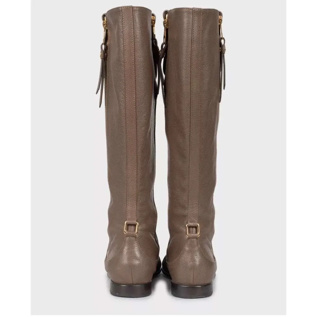 Louis Vuitton Knee Boots Zippers Brown Leather Very good - Model View