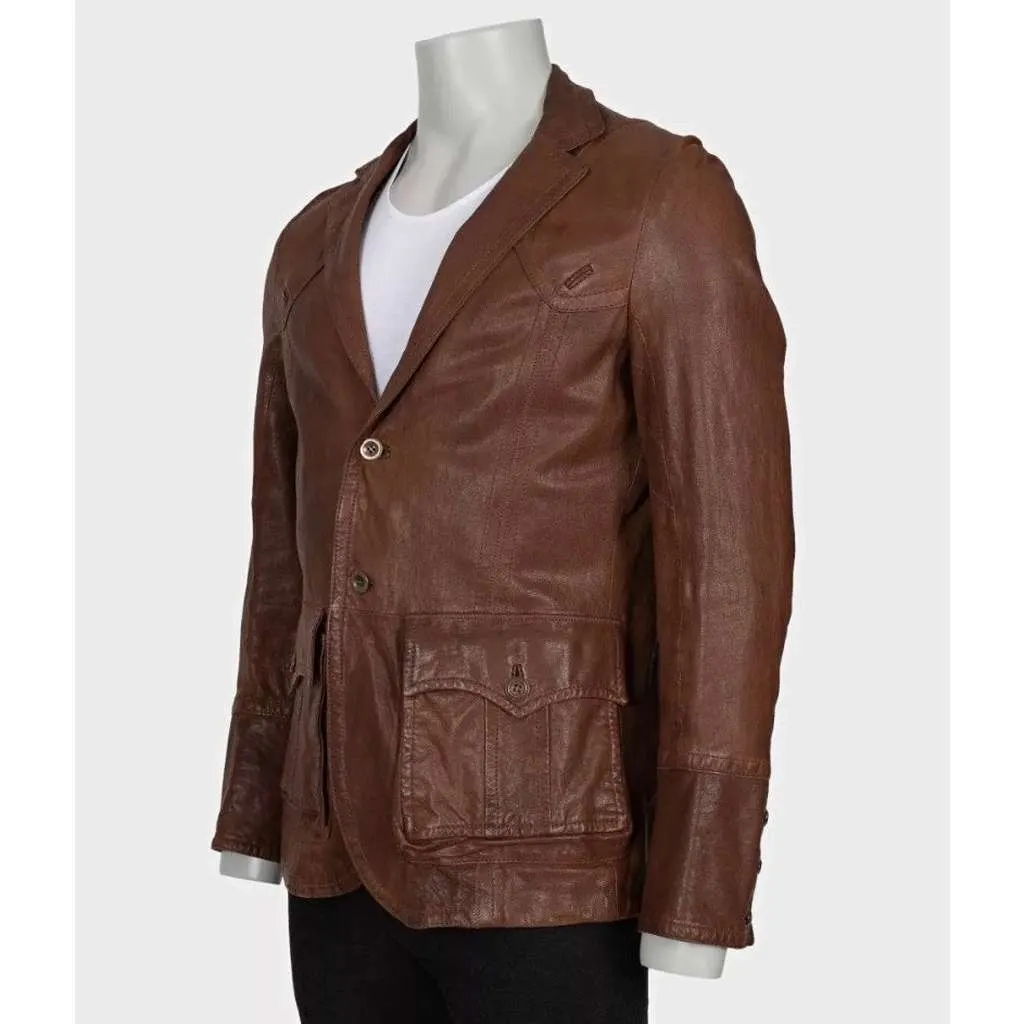 Roberto Cavalli Just Cavalli Button Down Brown Leather Very good - Back View