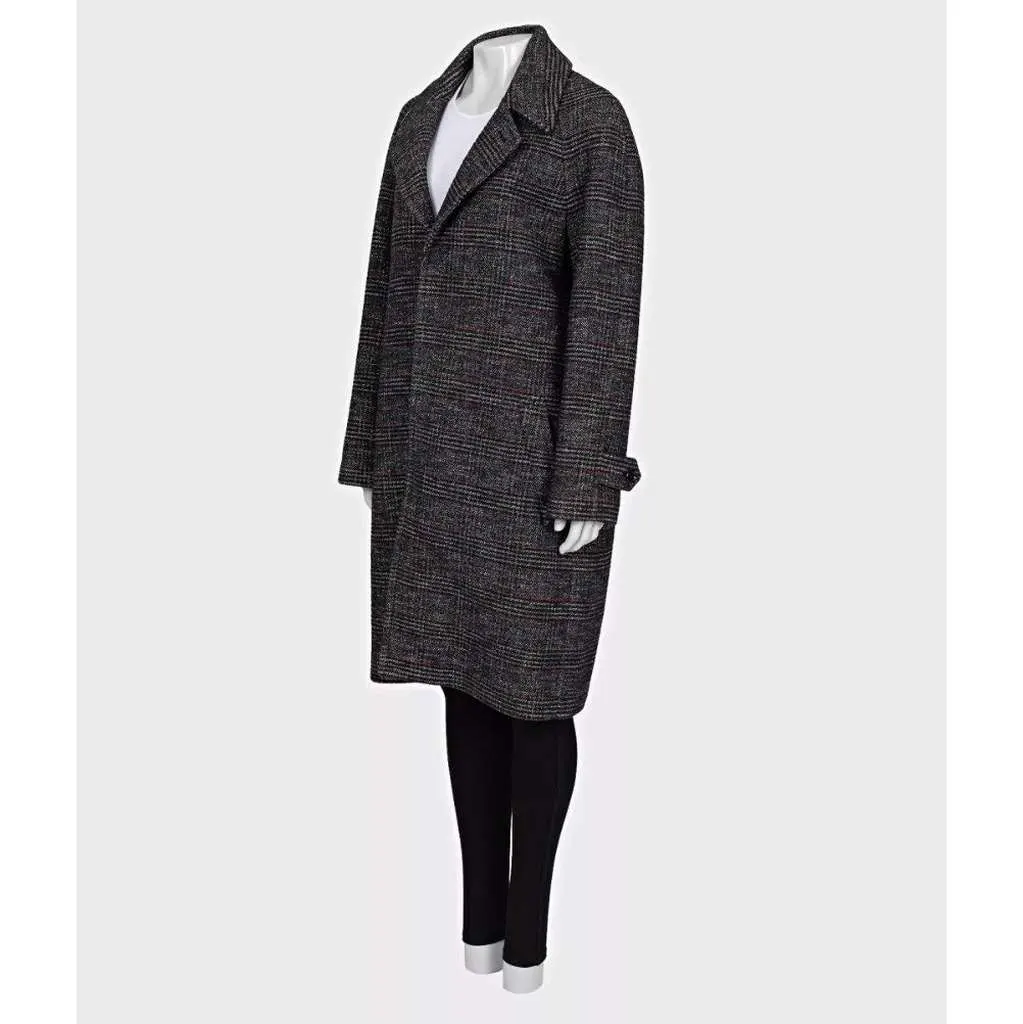 Celine Prince of Wales Check Coat Black Cotton Very good - Back View