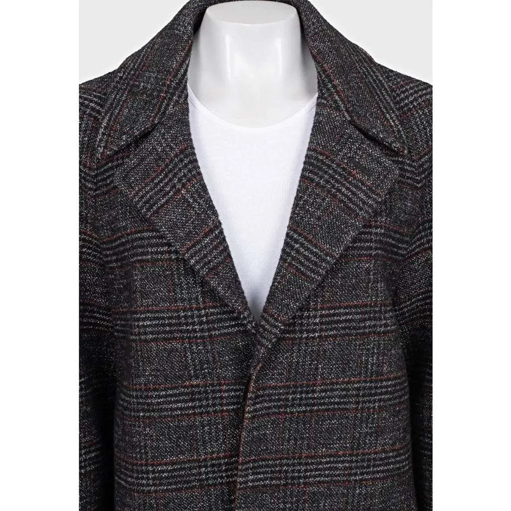 Celine Prince of Wales Check Coat Black Cotton Very good - Model View