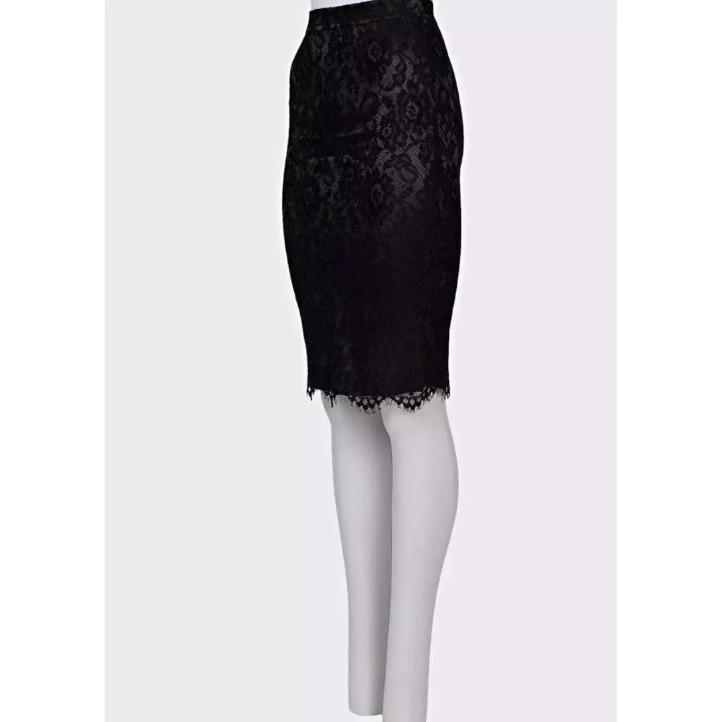 Dolce & Gabbana Lace Skirt Black Cotton Very good - Back View
