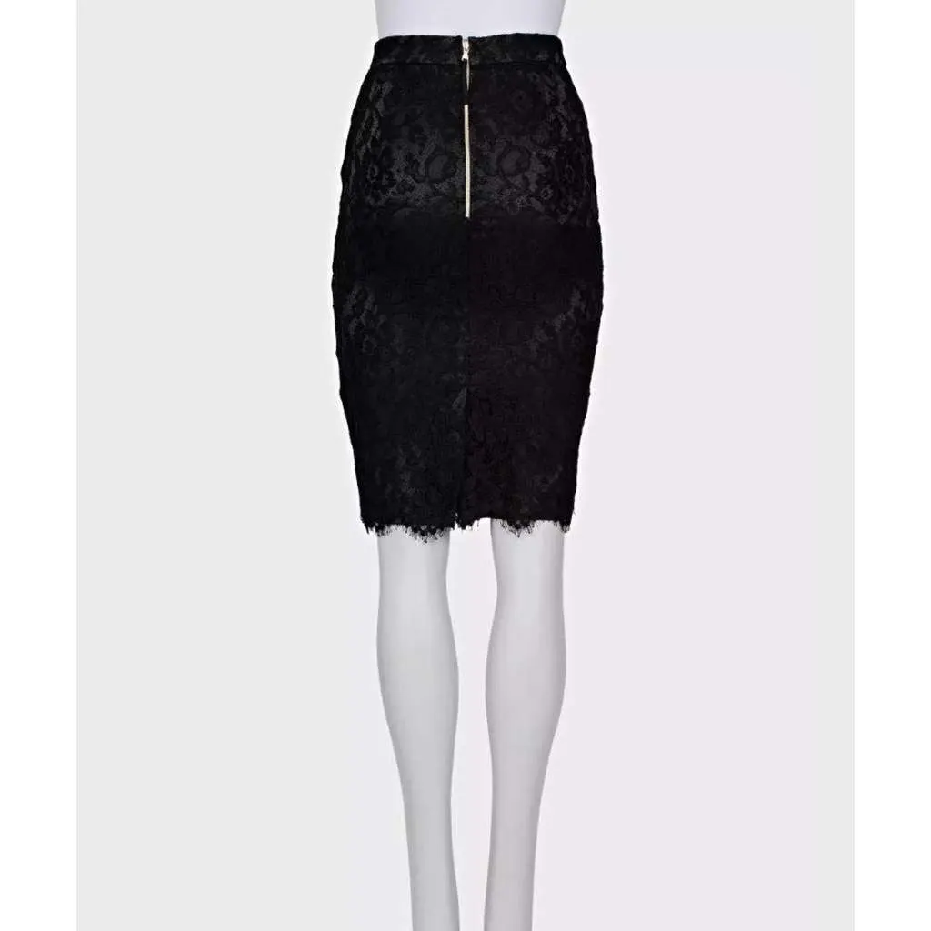 Dolce & Gabbana Lace Skirt Black Cotton Very good - Inside View