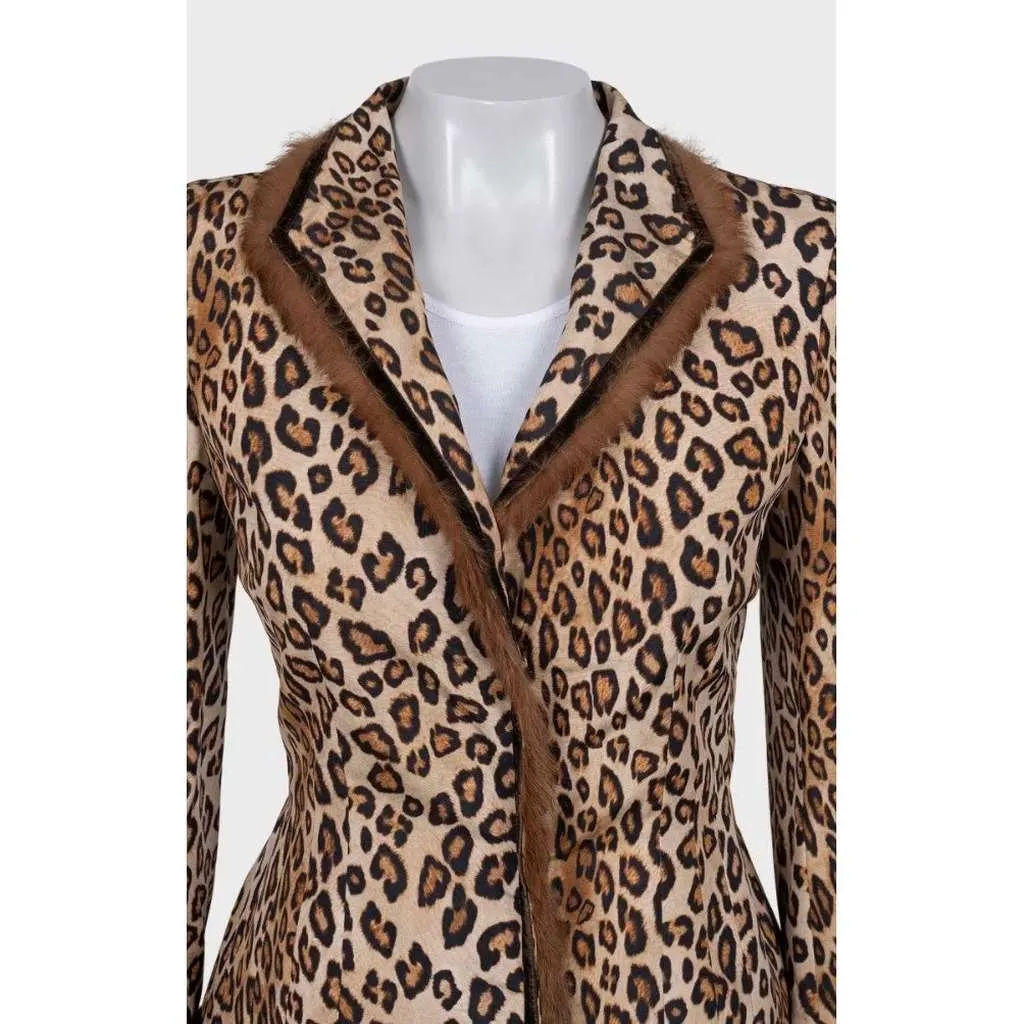 Alexander McQueen Cropped Animal Print Jacket Brown Silk Very good - Box View