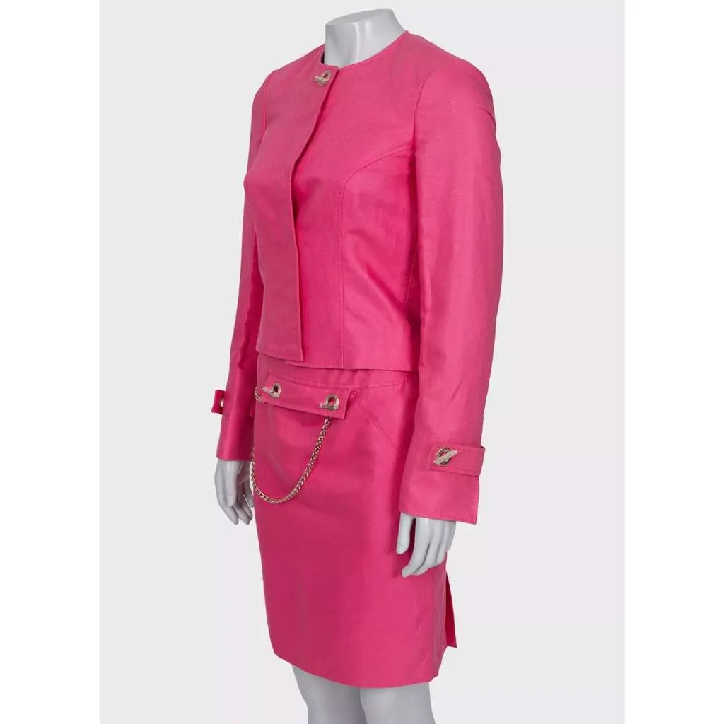 Versace Skirt Suit Pink Cotton Very good - Back View