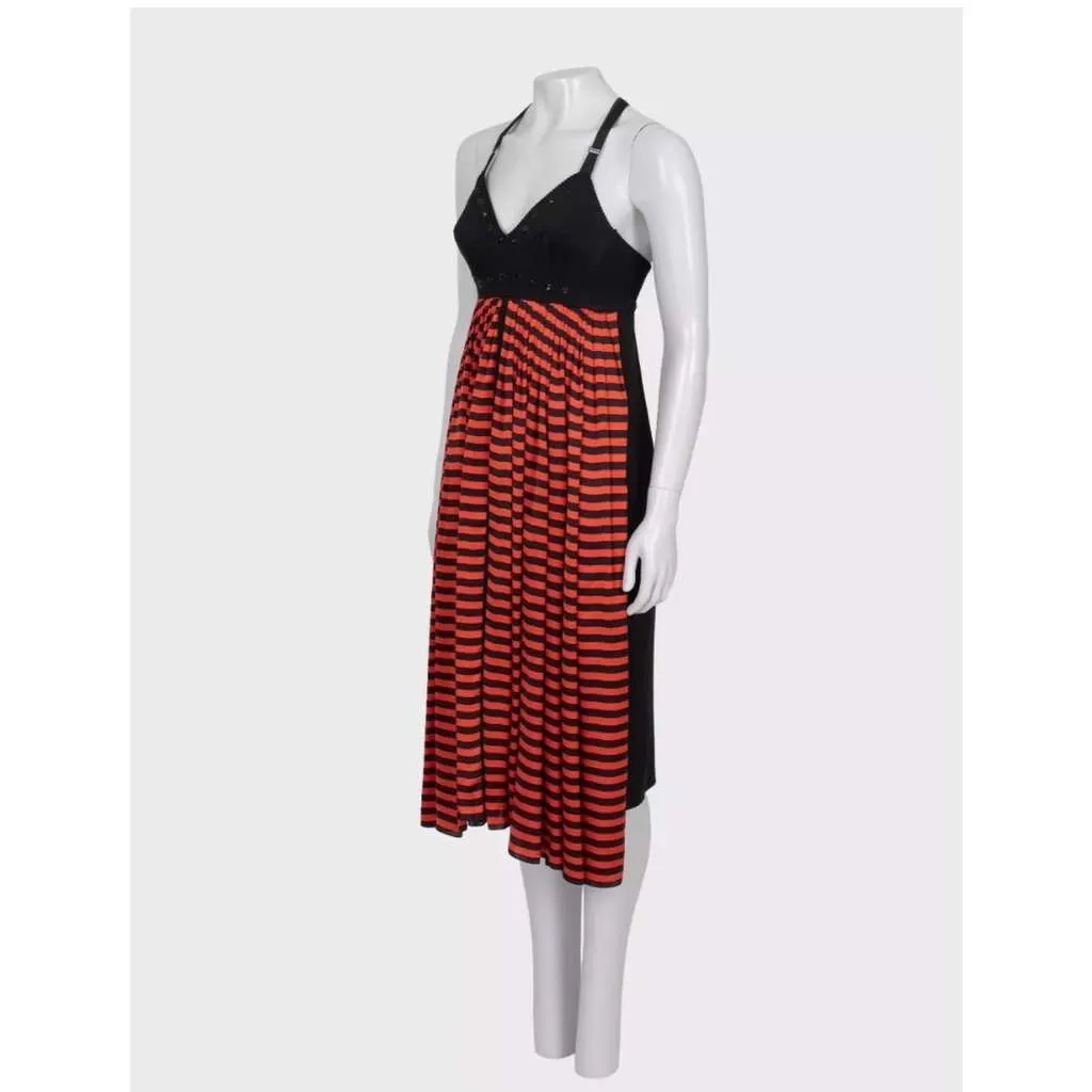 Jean Paul Gaultier Striped Dress Black Silk Very good - Back View