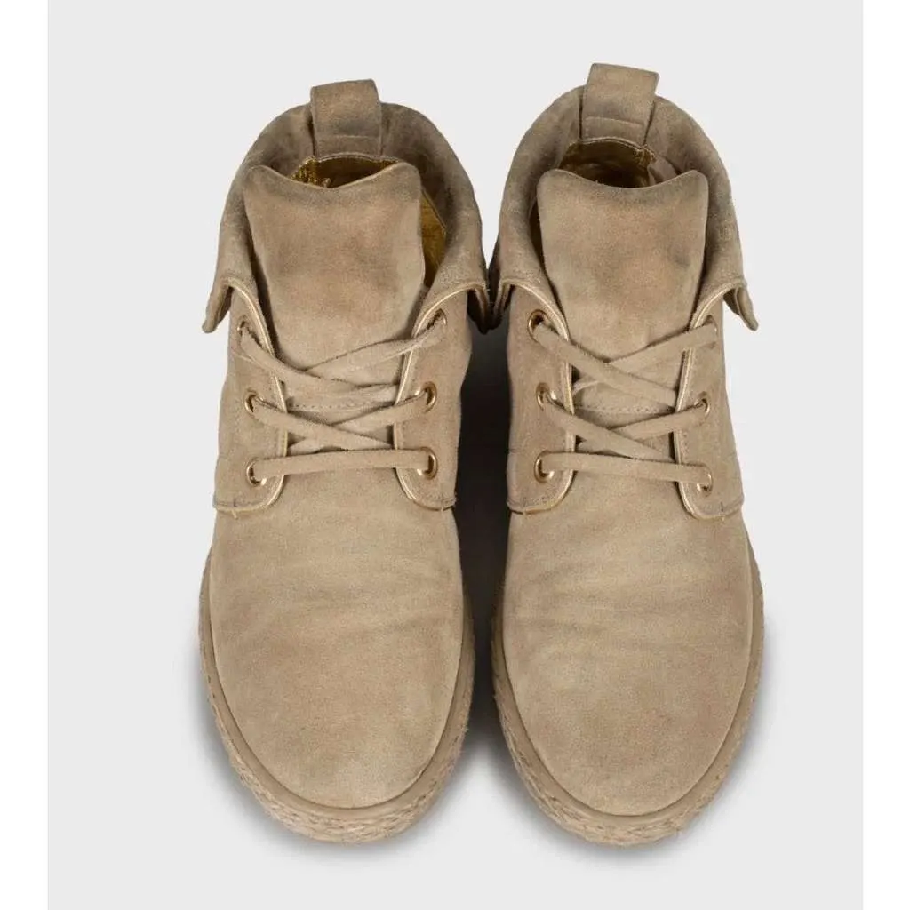 Louis Vuitton Empreinte Lace Up Booties Beige Leather Good - Back View