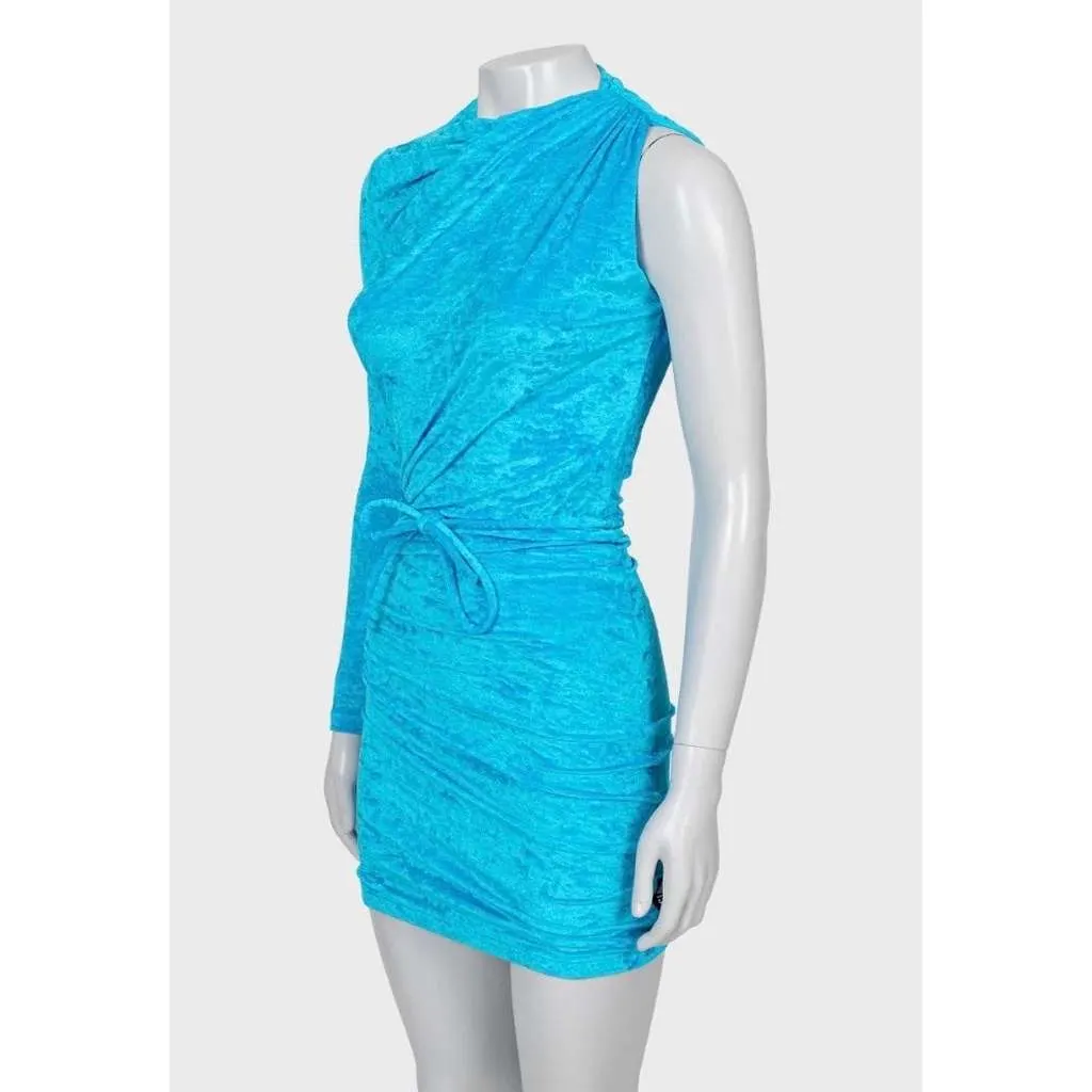 Balenciaga Light One Shoulder Fitted Dress Blue Very good - Back View