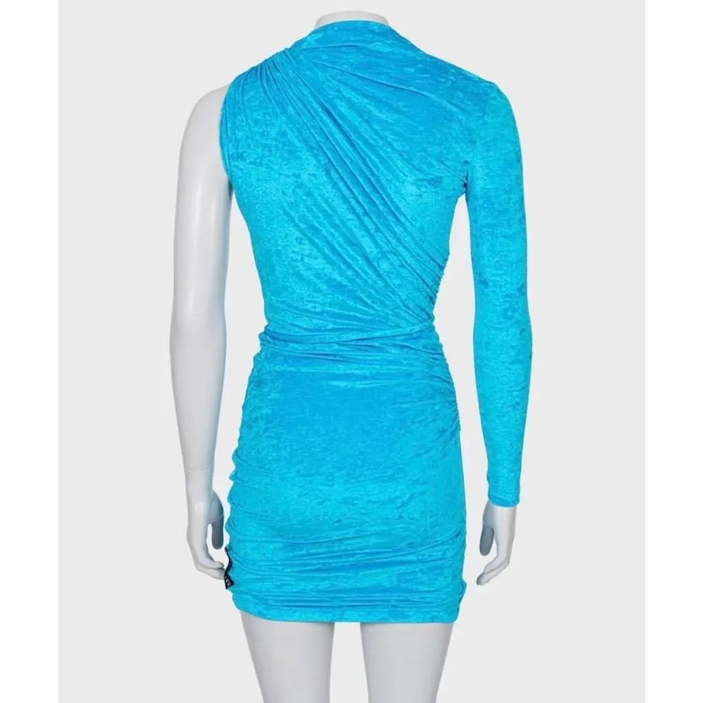 Balenciaga Light One Shoulder Fitted Dress Blue Very good - Inside View