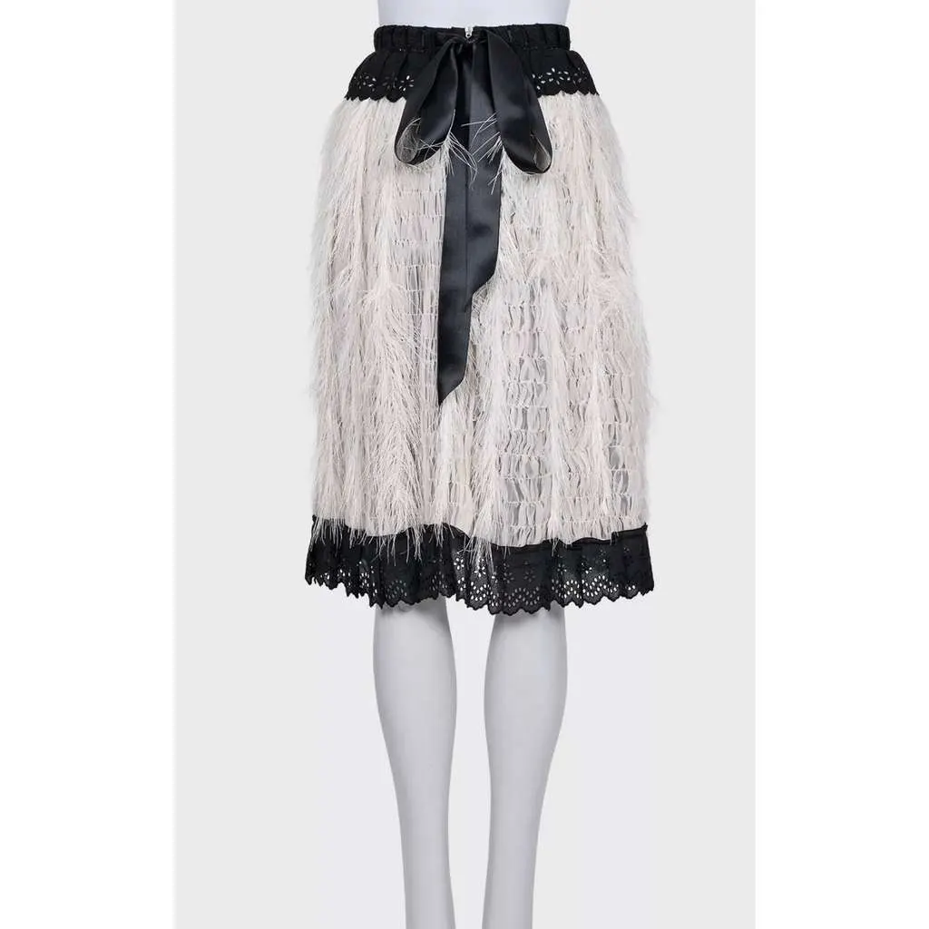 Dolce & Gabbana Lace Feather Skirt / Black Silk Very good - Inside View