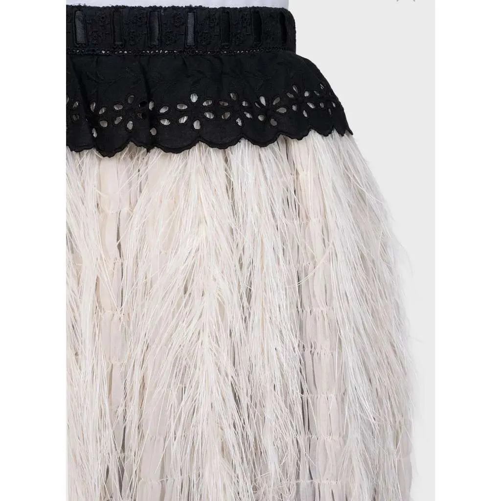 Dolce & Gabbana Lace Feather Skirt / Black Silk Very good - Model View