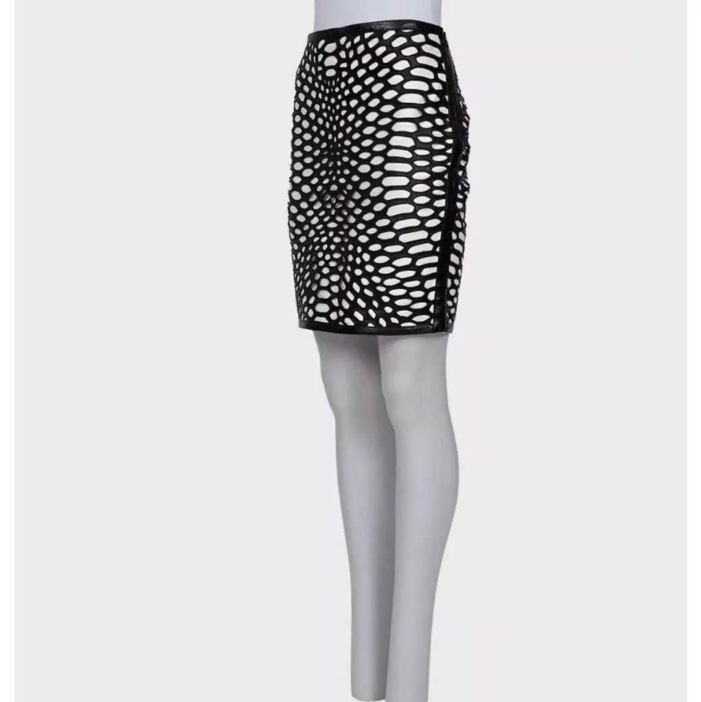 Tom Ford Perforated Skirt Black Leather Very good - Back View
