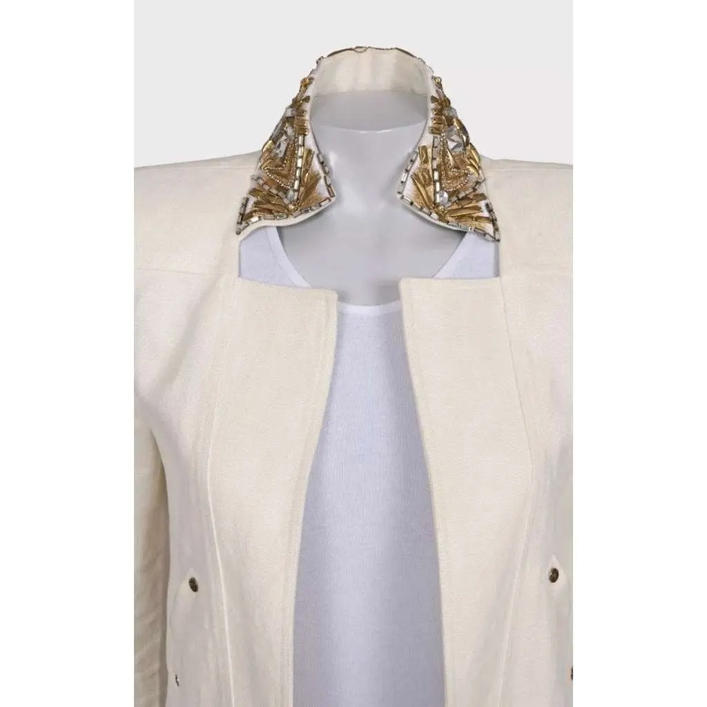 Balmain Trim Jacket White Linen Very good - Inside View