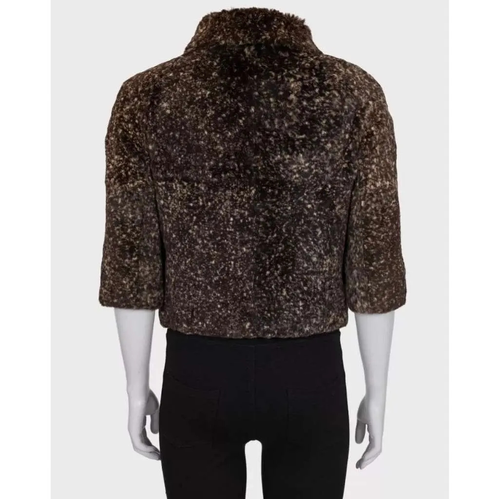 Chanel Rabbit Cropped Jacket Brown Cotton Very good - Inside View
