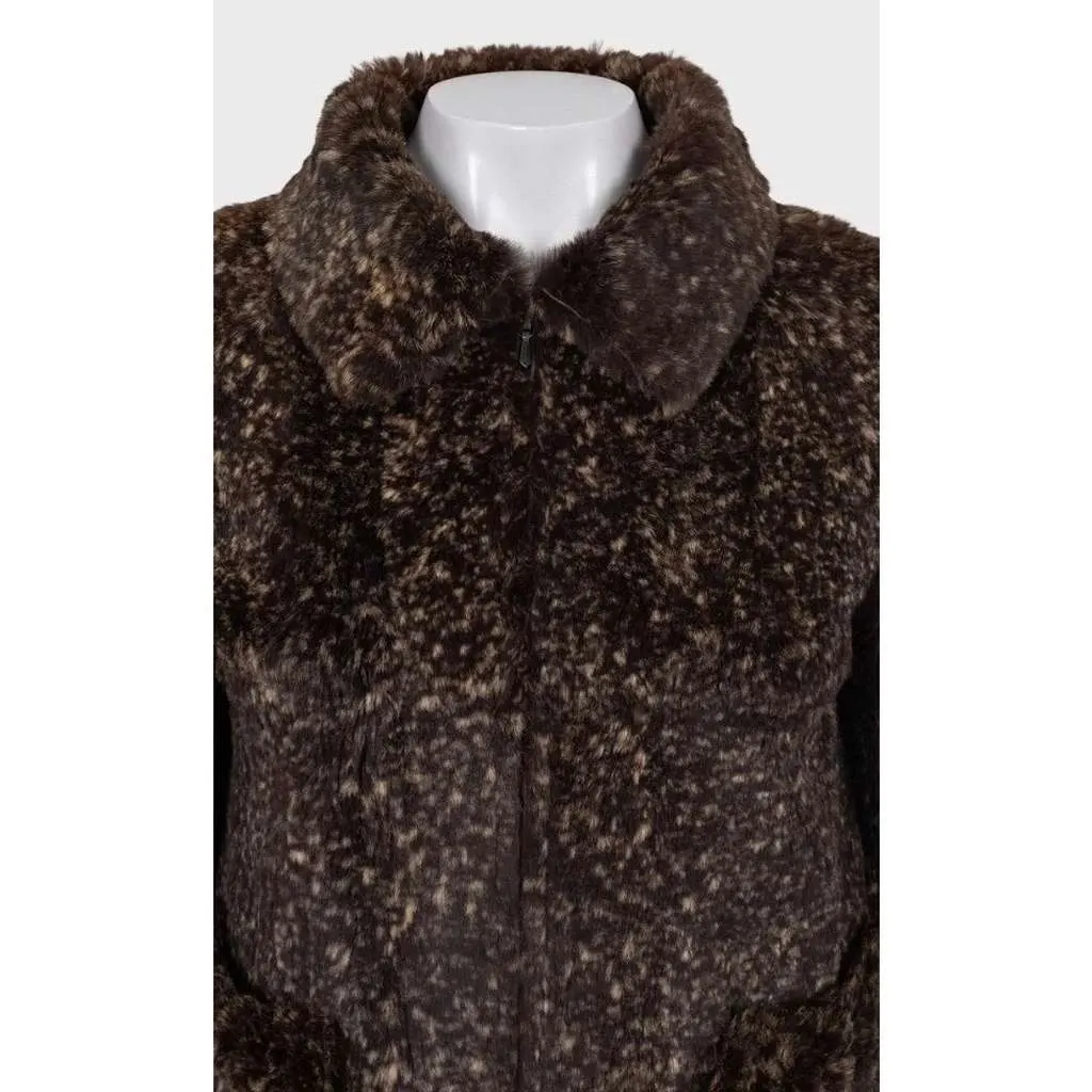 Chanel Rabbit Cropped Jacket Brown Cotton Very good - Model View